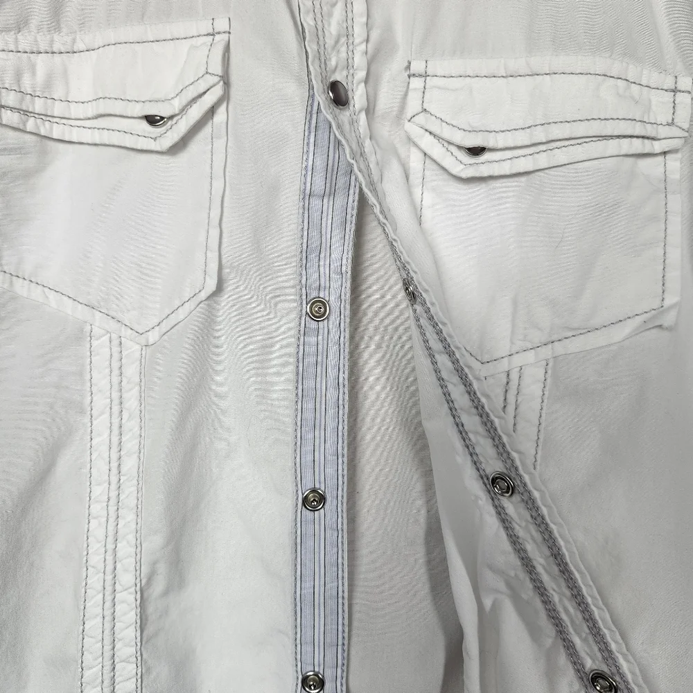 International Concepts Men's White Western Long Sleeved Pearl Snap Shirt Small